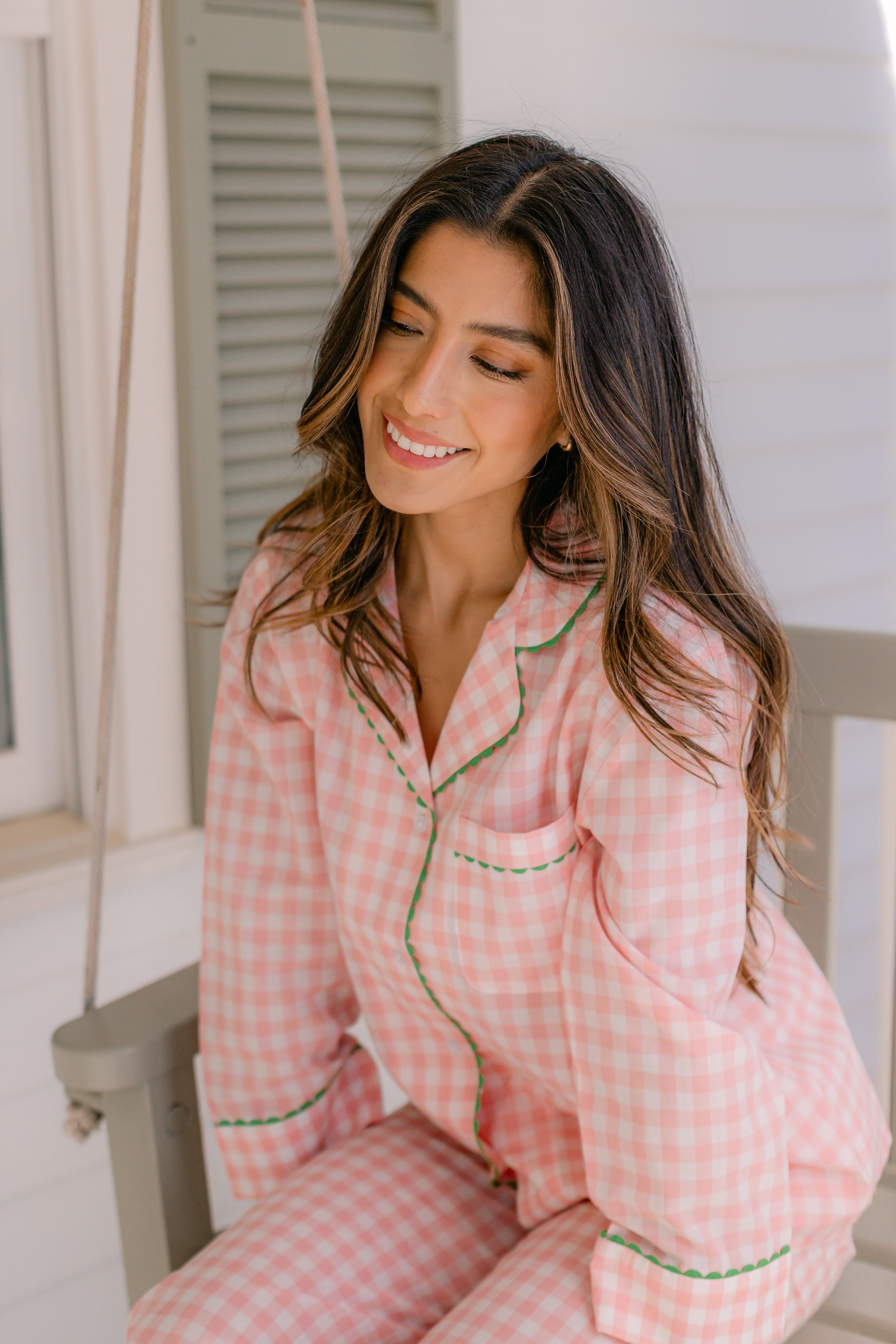 CLASSIC GINGHAM CHECK PAJAMAS W/ RIC RAK TRIM - Lenora