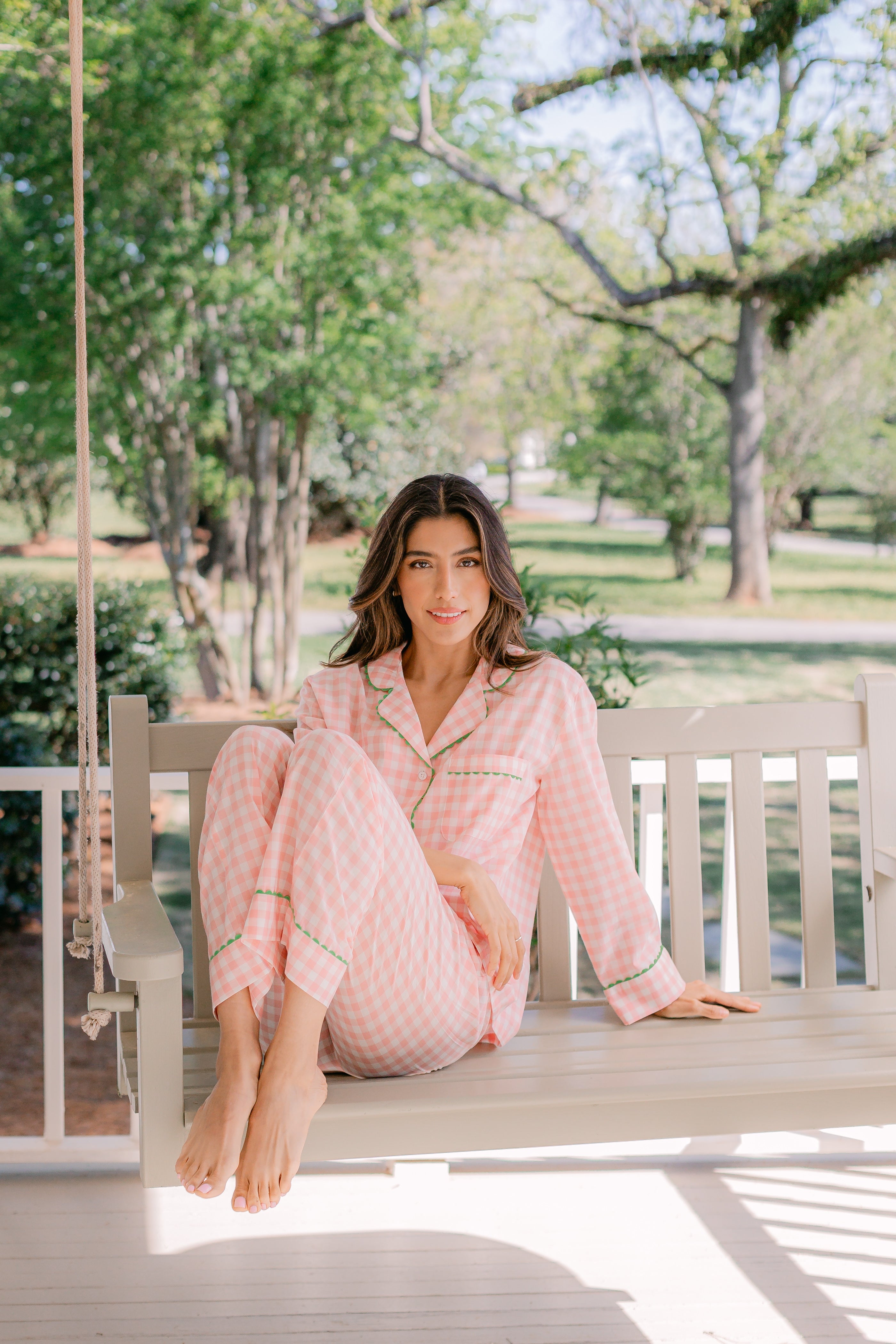 CLASSIC GINGHAM CHECK PAJAMAS W/ RIC RAK TRIM - Lenora
