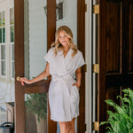 SEERSUCKER SHORT ROBE - Lenora
