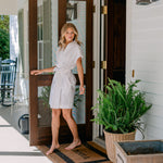SEERSUCKER SHORT ROBE - Lenora