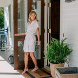 SEERSUCKER SHORT ROBE - Lenora