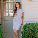 SEERSUCKER SHORT ROBE - Lenora