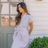 SEERSUCKER SHORT ROBE - Lenora