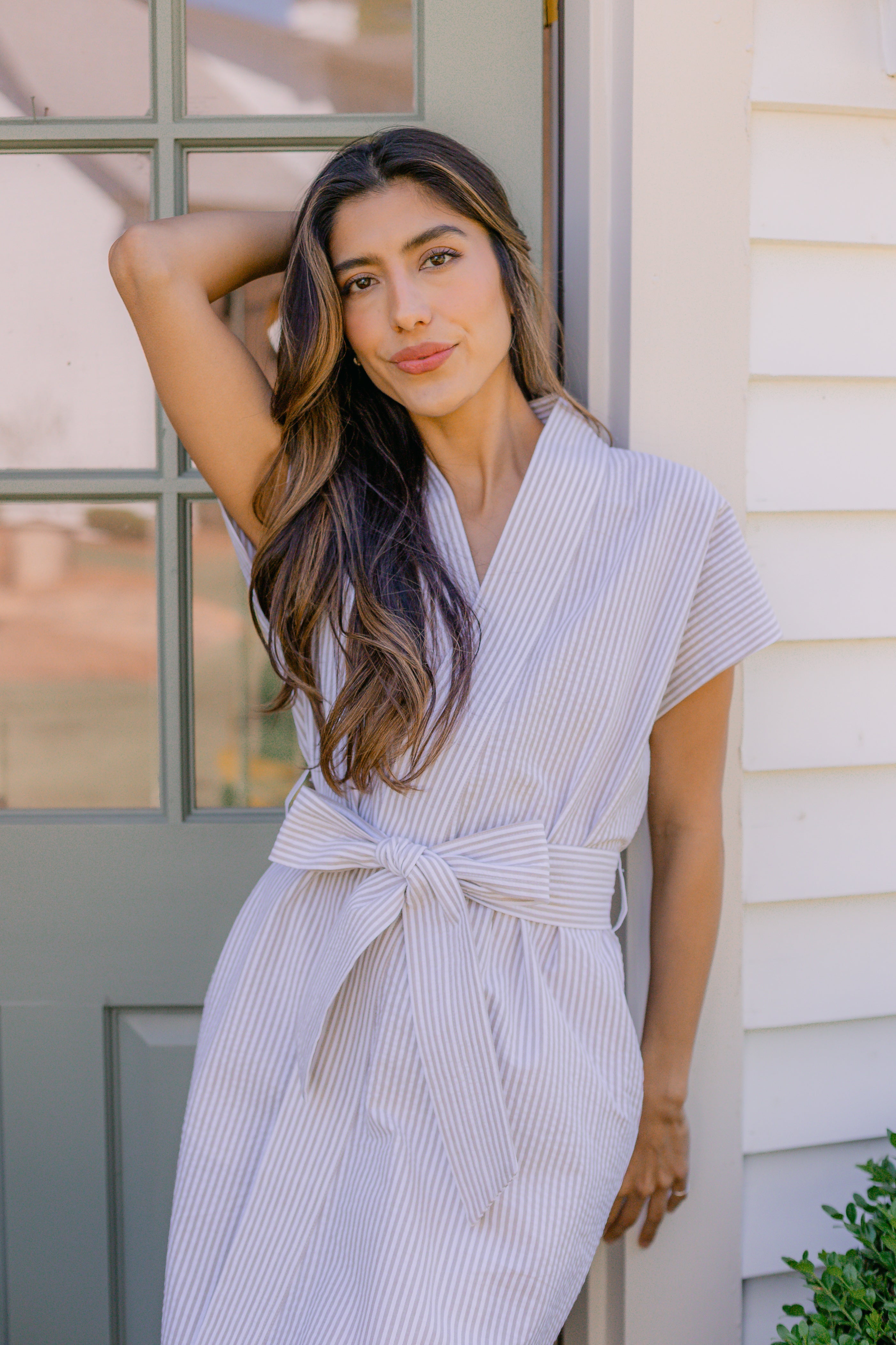 SEERSUCKER SHORT ROBE - Lenora