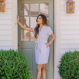 SEERSUCKER SHORT ROBE - Lenora