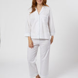 CLASSIC CAPRI COTTON PAJAMAS WITH GINGHAM TRIM - Lenora