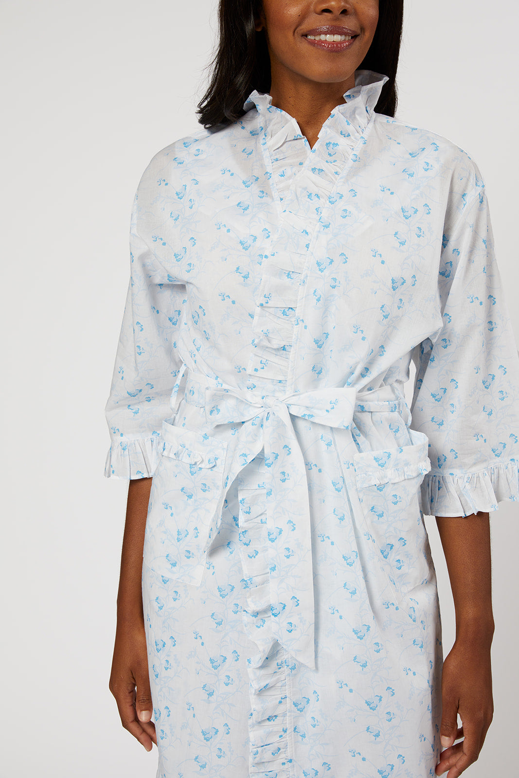 LILY COTTON RUFFLE ROBE - Lenora