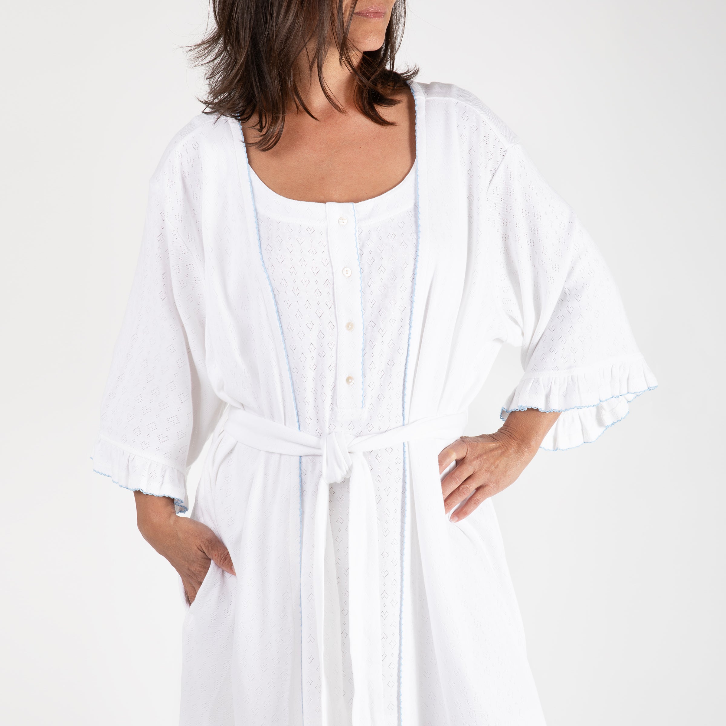 LIZA POINTELLE COTTON ROBE - Lenora