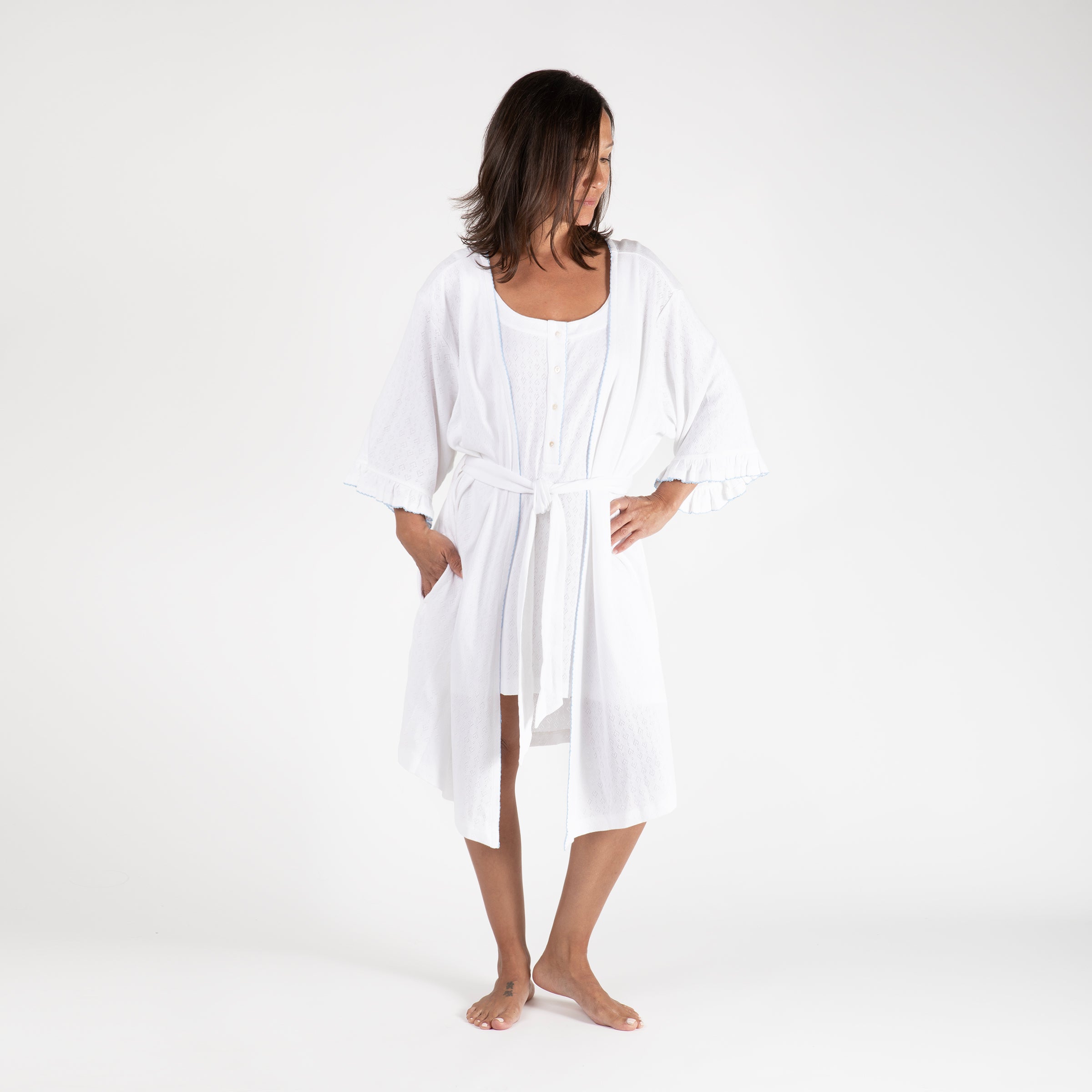 LIZA POINTELLE COTTON ROBE - Lenora