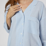 LILY PINSTRIPE COTTON BOYFRIEND SHIRT - Lenora