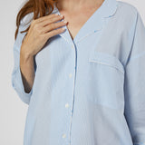 LILY PINSTRIPE COTTON BOYFRIEND SHIRT - Lenora