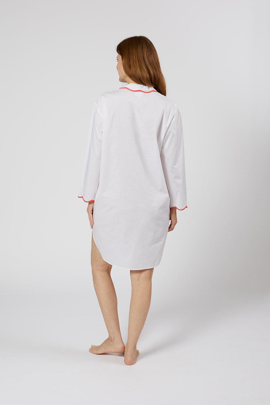 Vandy Cotton Nightshirt in Coral - Lenora