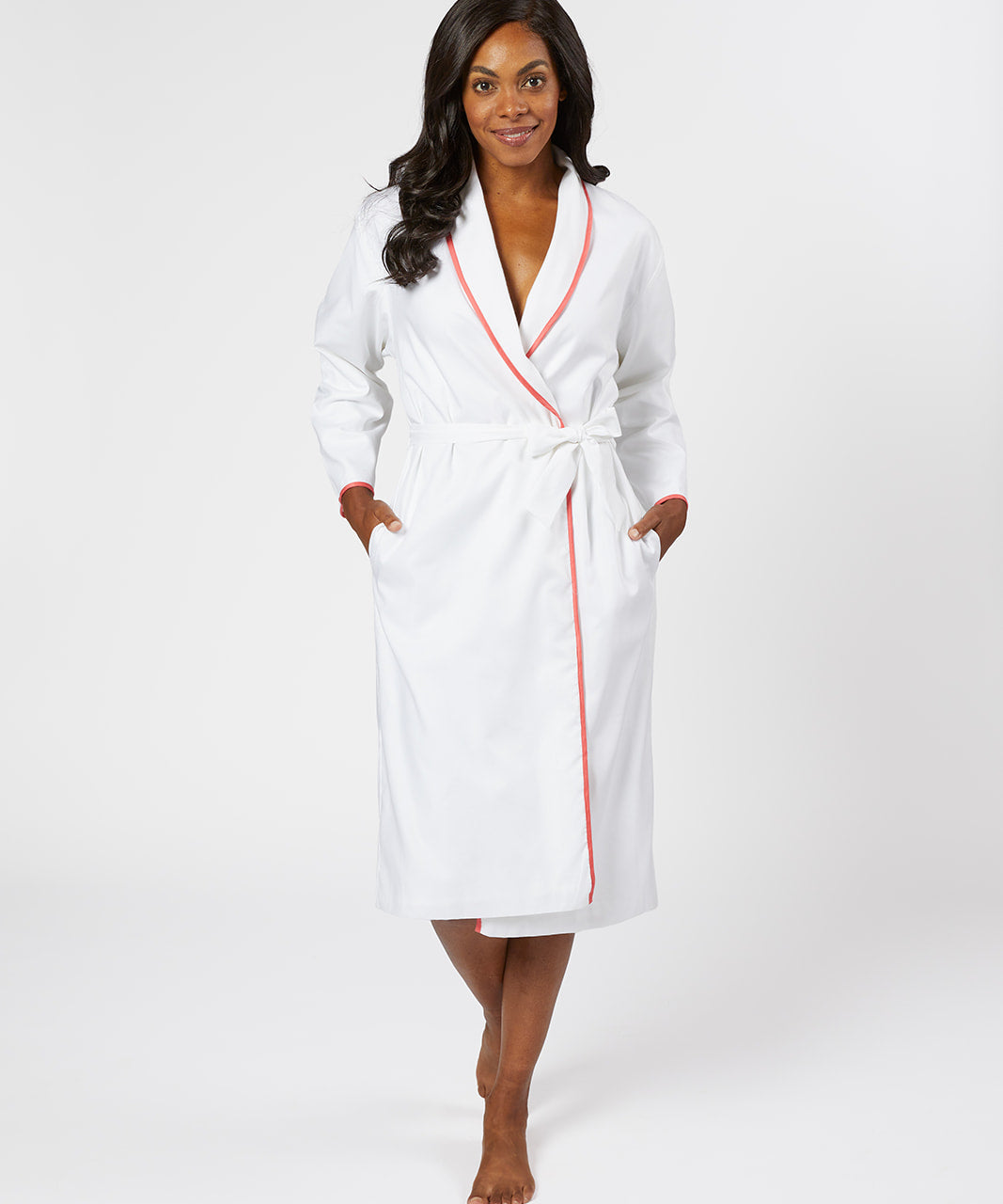 Vandy Cotton Robe in Coral - Lenora