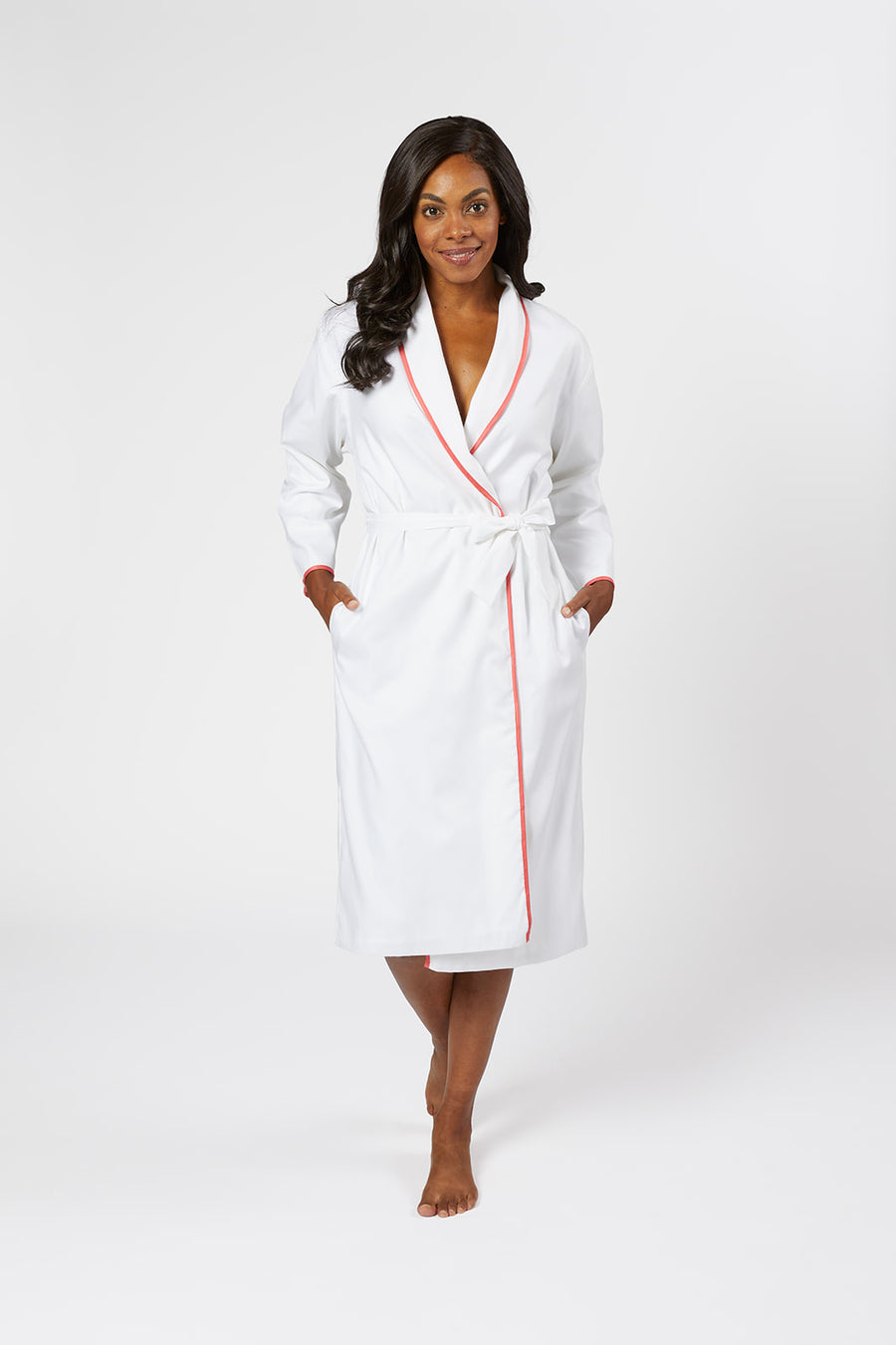 Vandy Cotton Robe in Coral