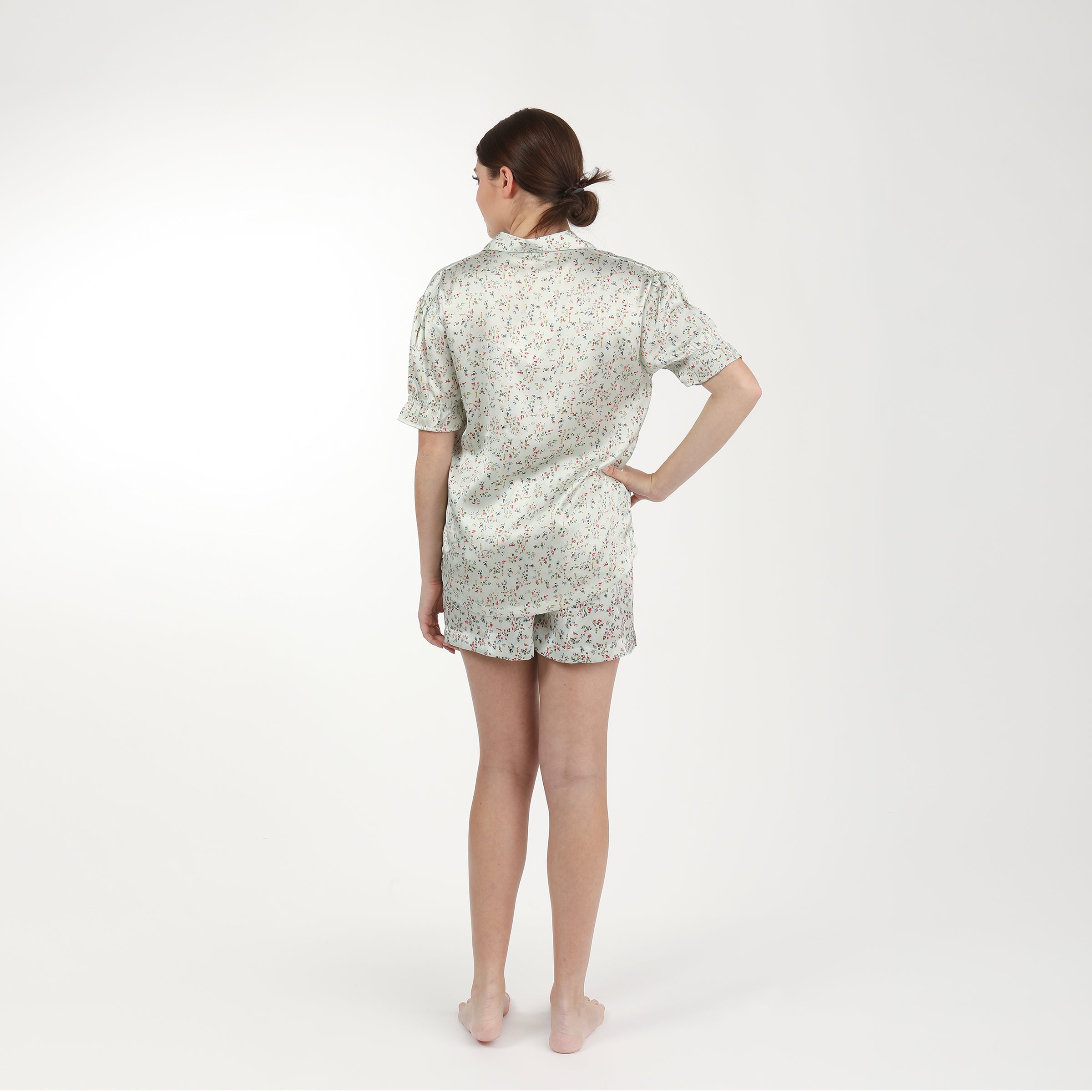 BIRDIE SATIN SHORT FLORAL PAJAMAS - Lenora