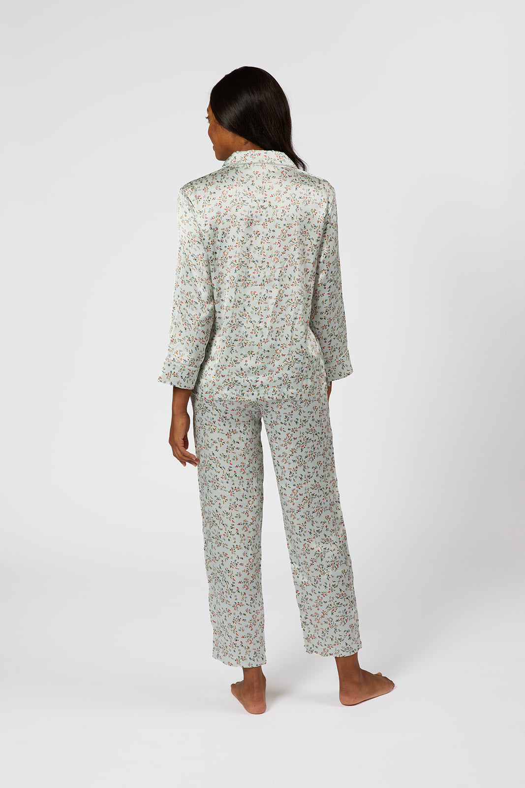 BIRDIE SATIN LONG FLORAL PAJAMAS - Lenora