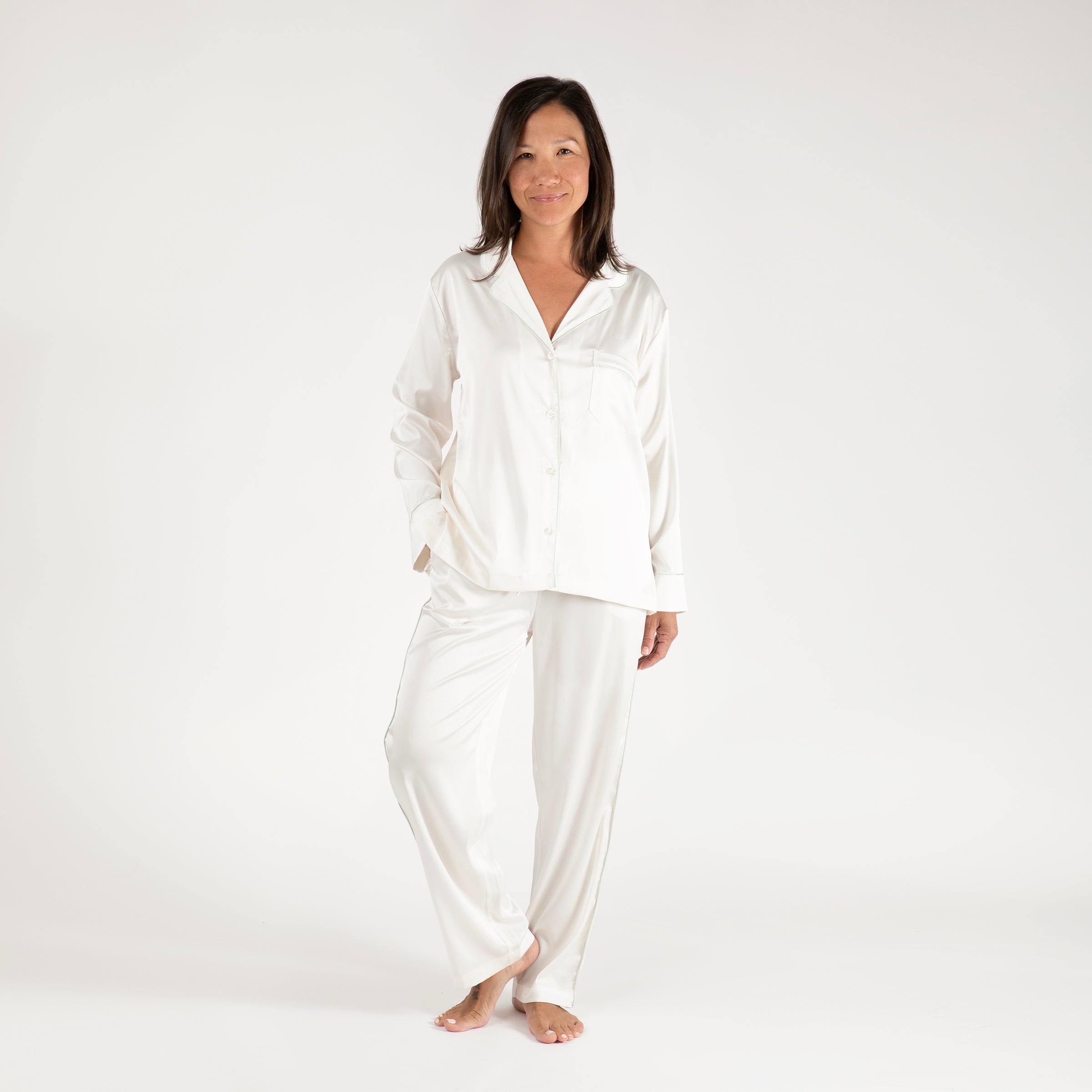 BIRDIE SATIN LONG PAJAMAS - Lenora