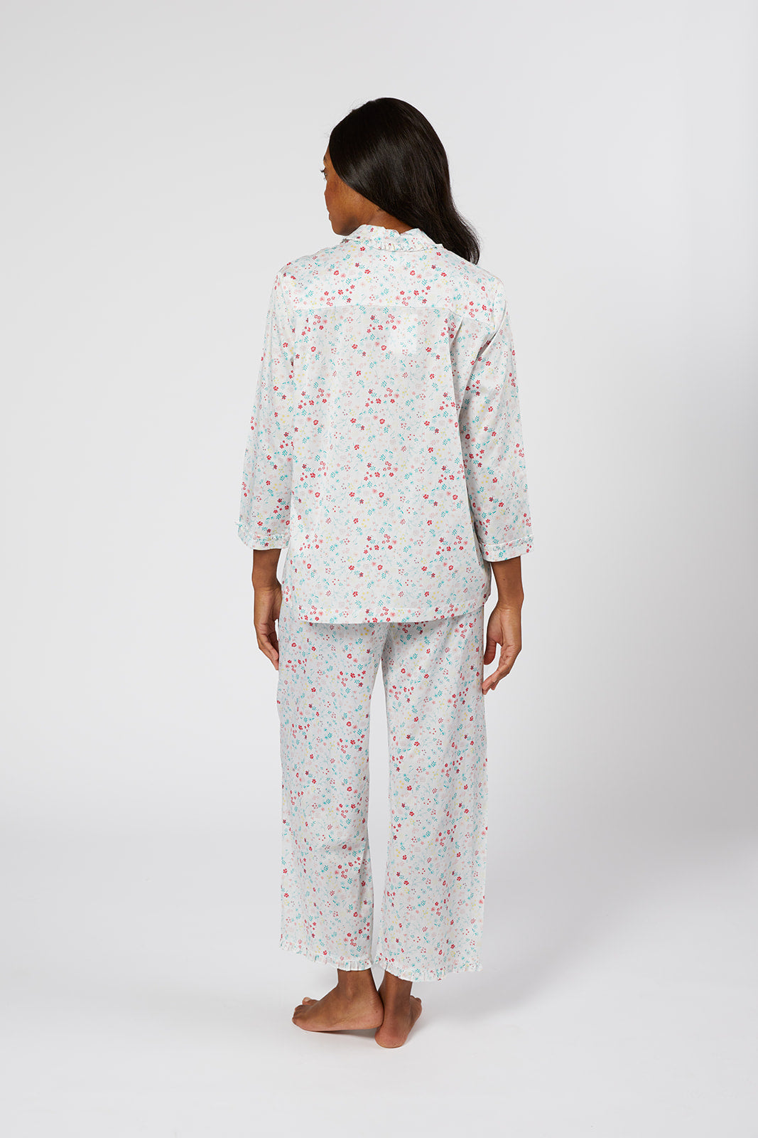 JOSIE RUFFLE COTTON PAJAMAS IN FLORAL GARDEN PRINT - Lenora