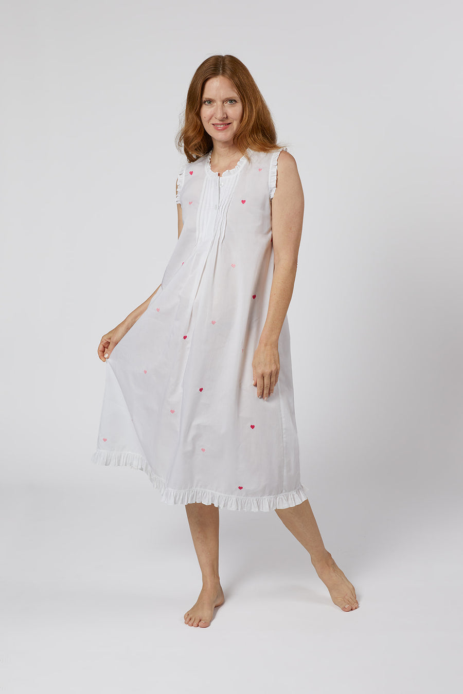 Women's Sleeveless Nightgown With Ruffle Trim