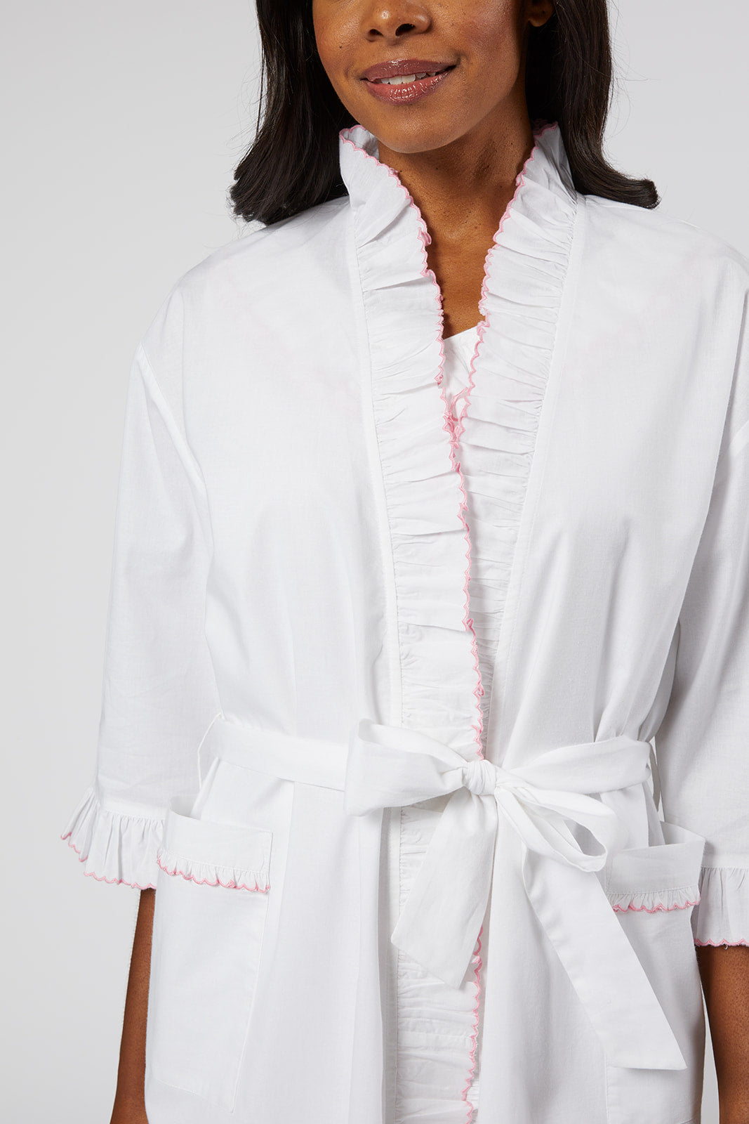 LULIE COTTON RUFFLE ROBE - Lenora