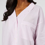 LILY PINSTRIPE COTTON BOYFRIEND SHIRT - Lenora