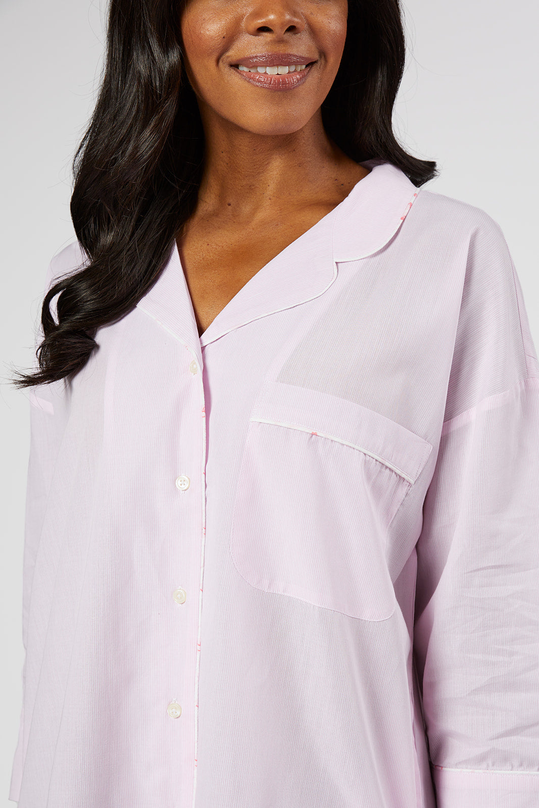 LILY PINSTRIPE COTTON BOYFRIEND SHIRT - Lenora