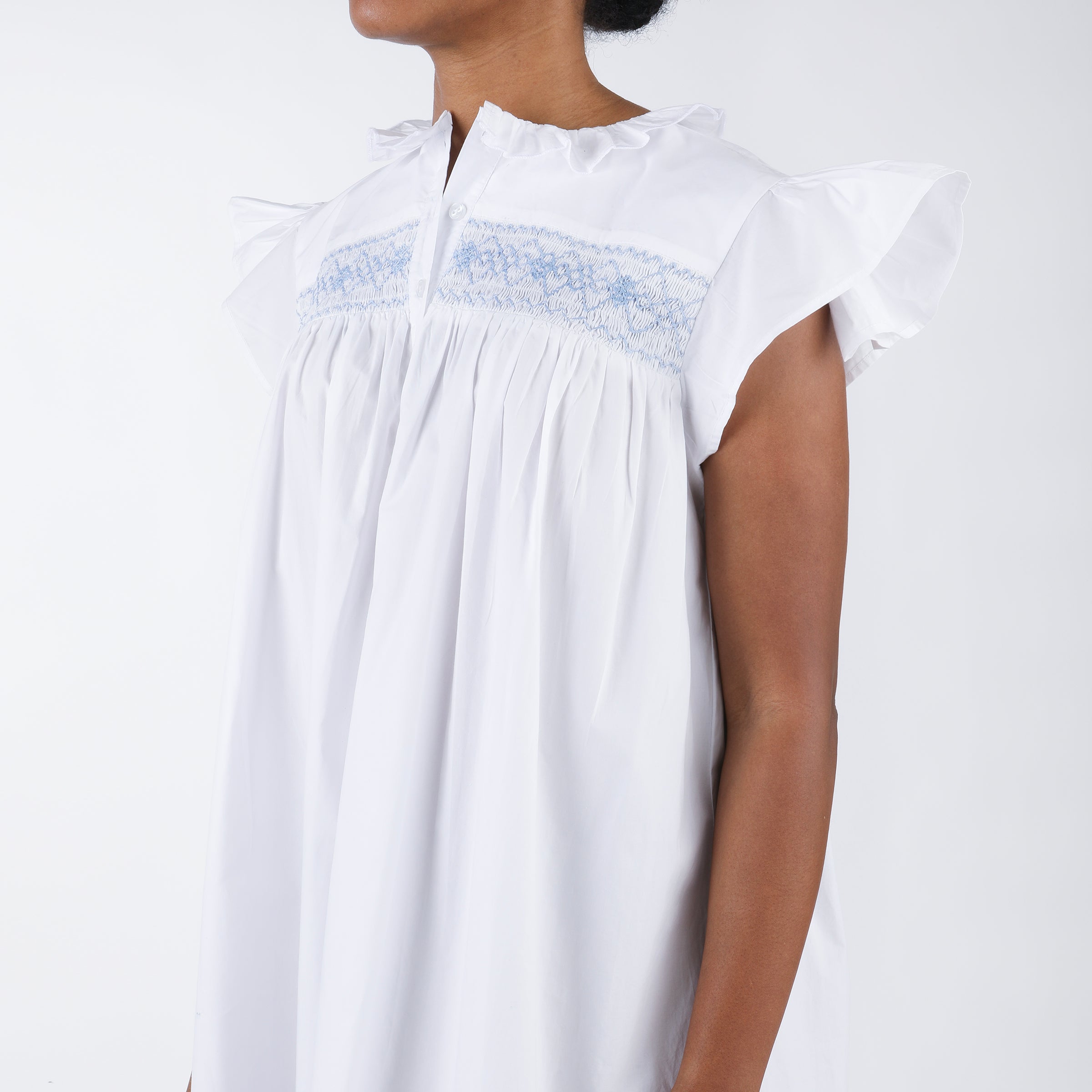 EMILY COTTON SMOCKED NIGHTGOWN - Lenora