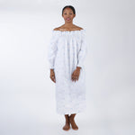 NANCY COTTON EMBROIDERED LONG SLEEVE NIGHTGOWN - Lenora