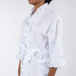 NANCY COTTON RUFFLE EMBROIDERED ROBE - Lenora