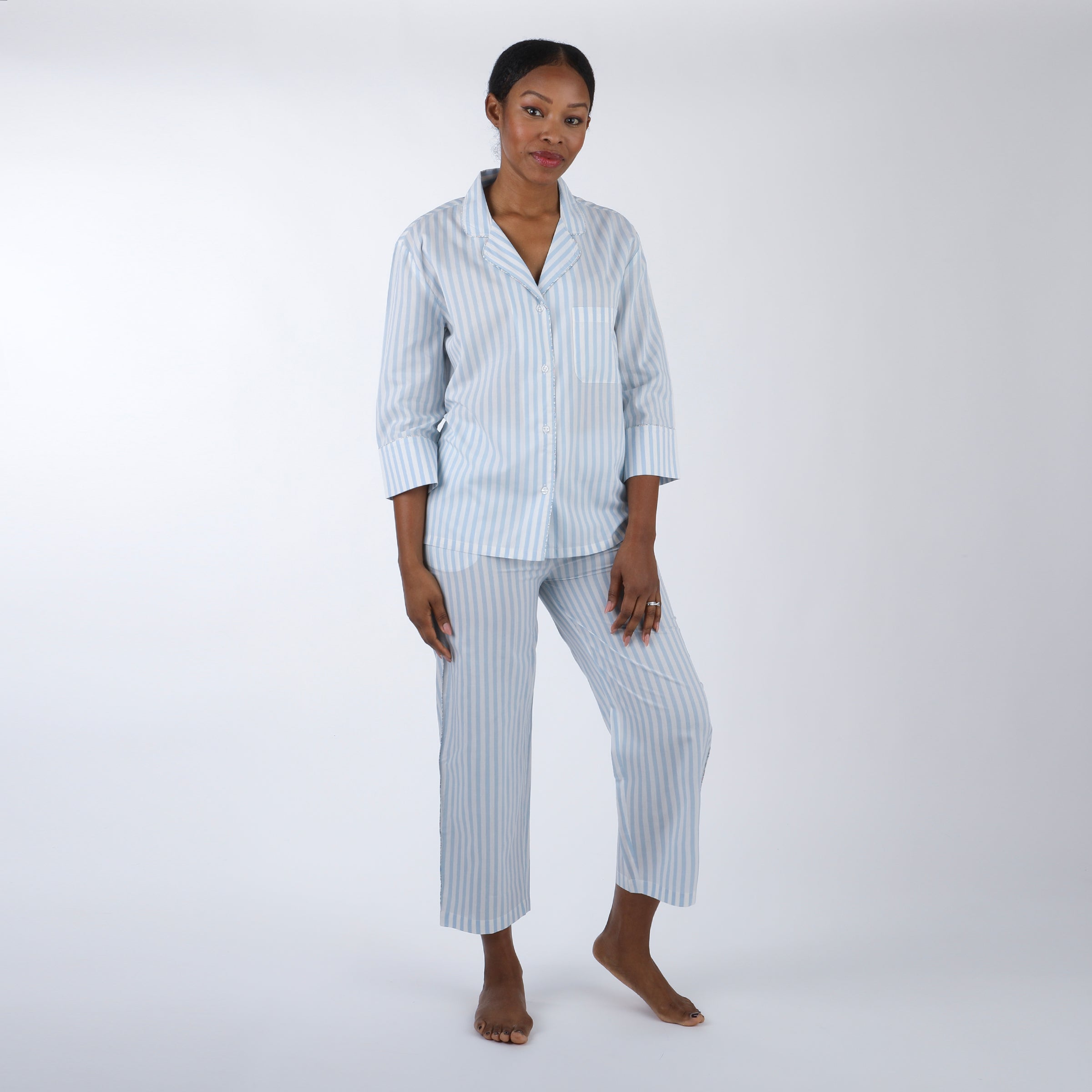 CLASSIC COTTON STRIPED CAPRI PAJAMAS - Lenora