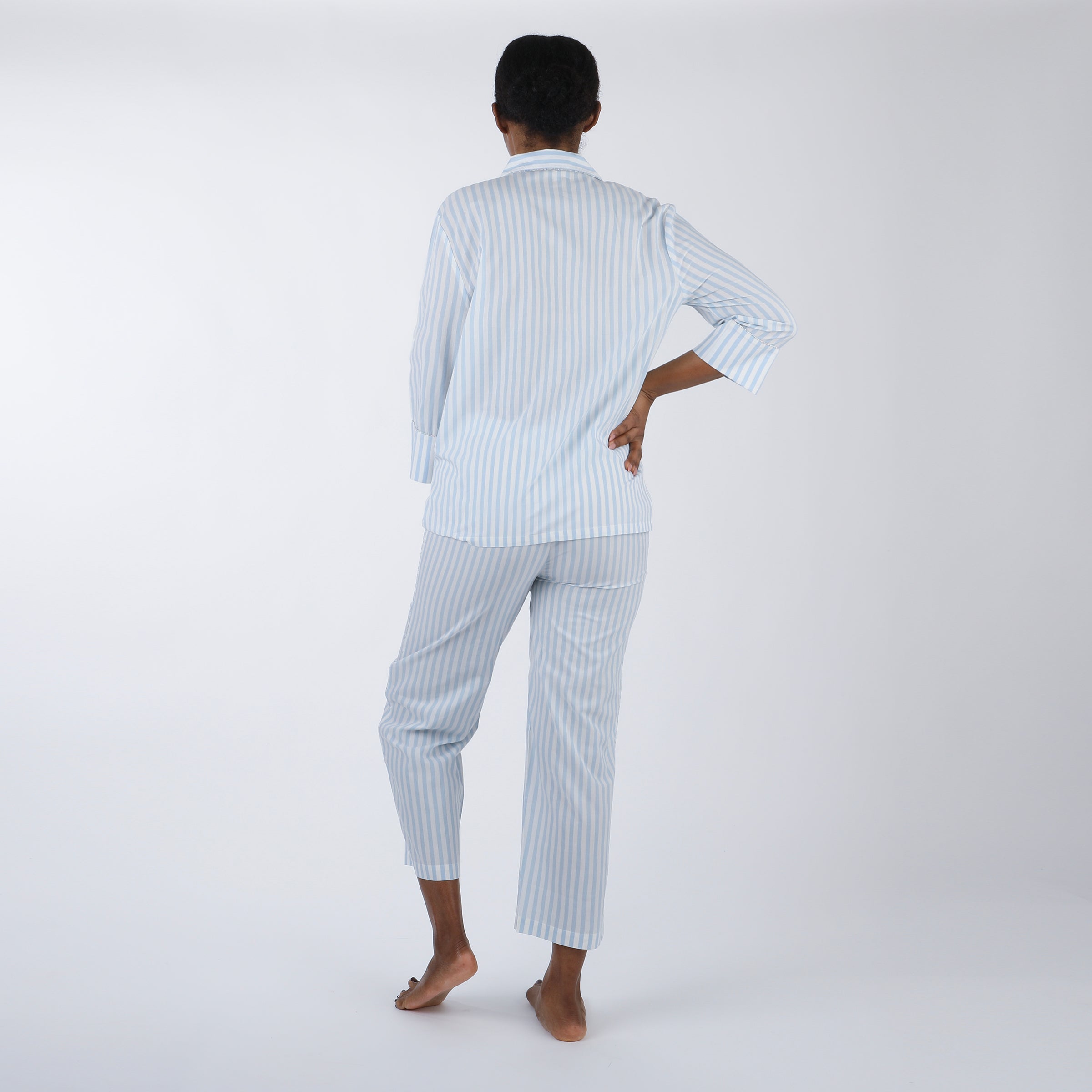 CLASSIC COTTON STRIPED CAPRI PAJAMAS - Lenora
