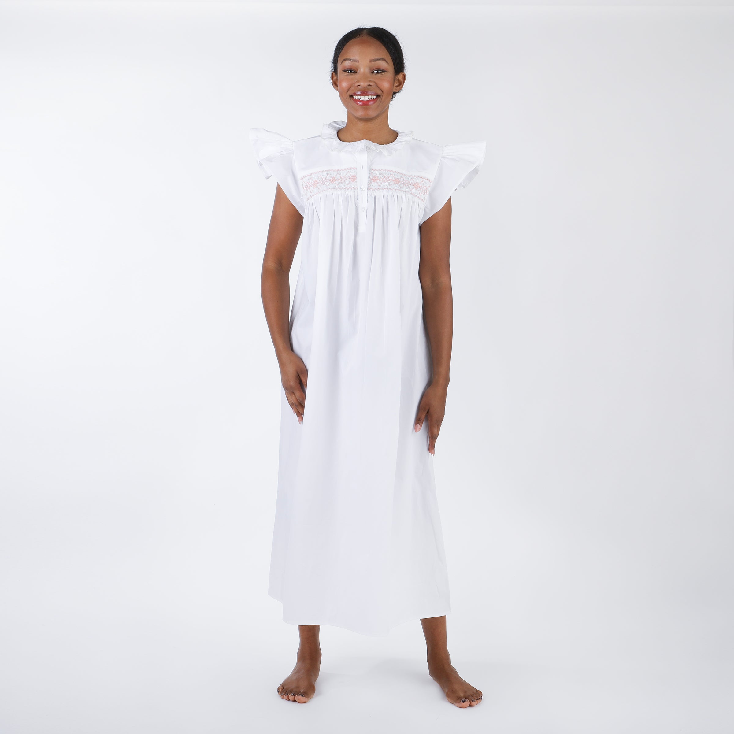 EMILY COTTON SMOCKED NIGHTGOWN - Lenora