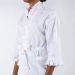NANCY COTTON RUFFLE EMBROIDERED ROBE - Lenora