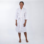 NANCY COTTON RUFFLE EMBROIDERED ROBE - Lenora