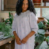 NANCY COTTON EMBROIDERED LONG SLEEVE NIGHTGOWN