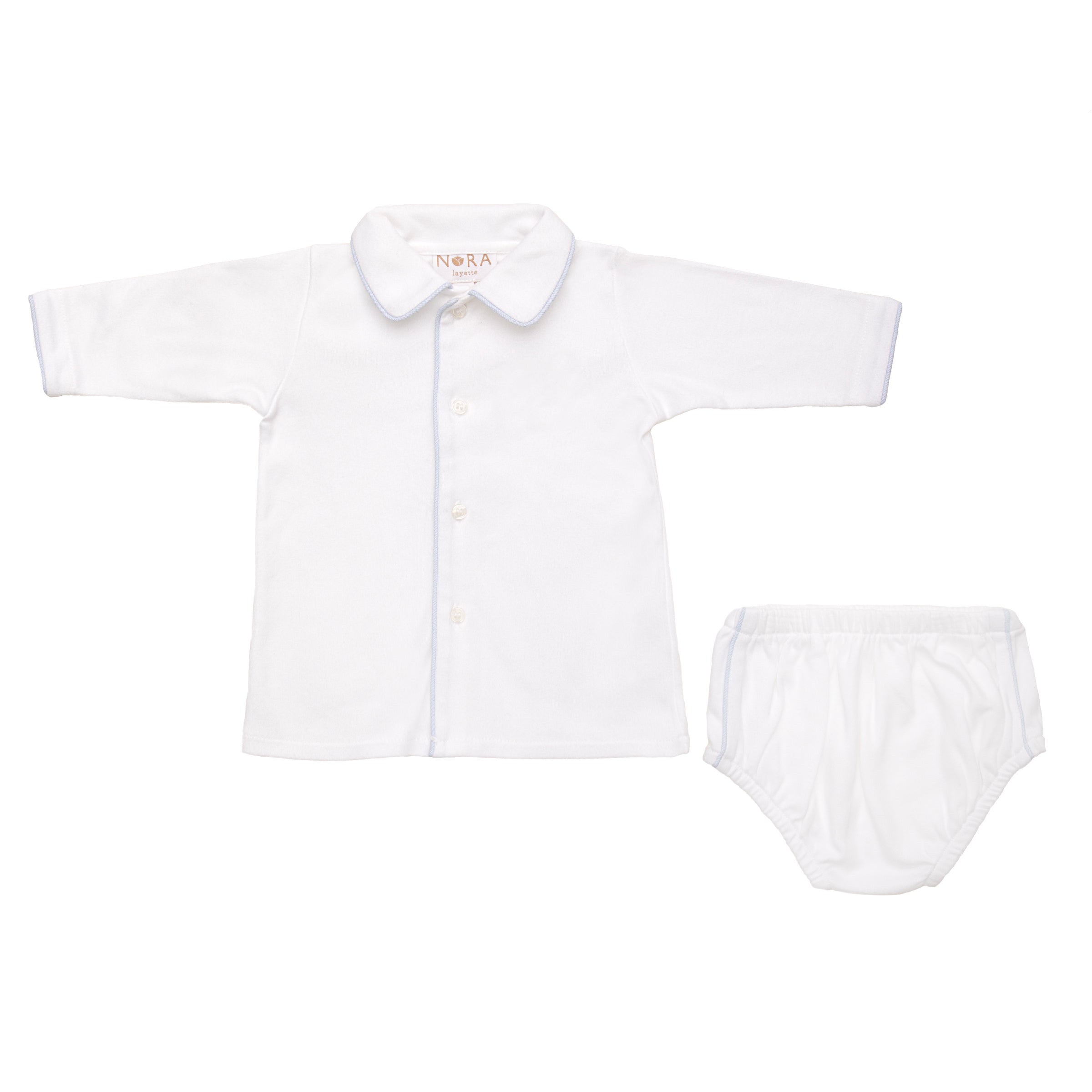 BABY COTTON KNIT LONG SLEEVE DIAPER SET - Lenora