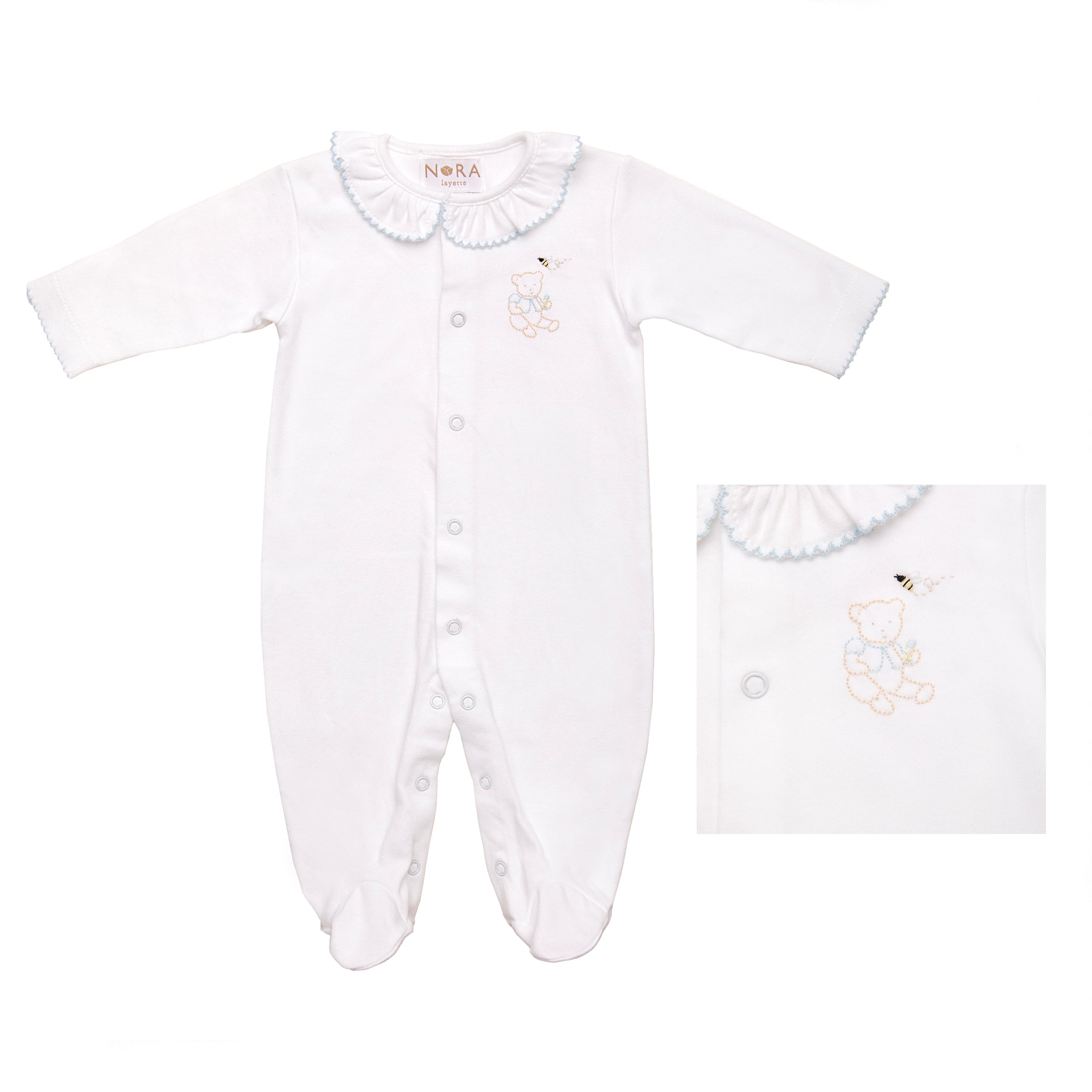 BABY TEDDY BEAR COTTON KNIT FOOTIE - Lenora