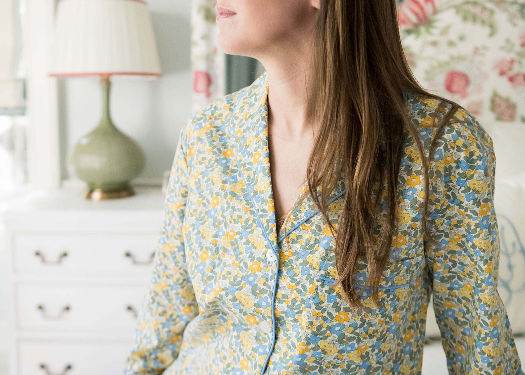 CLASSIC COTTON SHORT PAJAMAS IN LEMON LIBERTY - Lenora