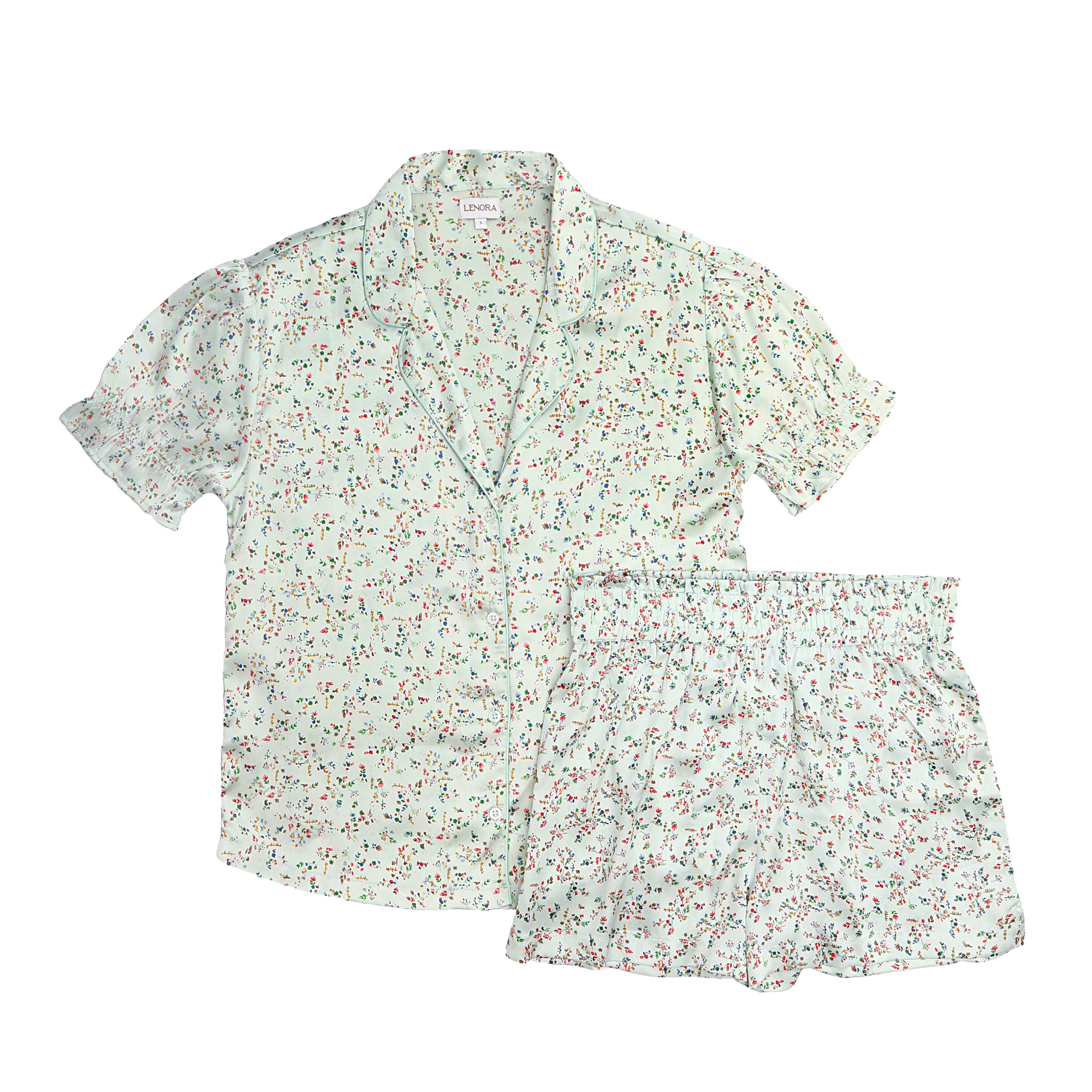 BIRDIE SATIN SHORT FLORAL PAJAMAS - Lenora