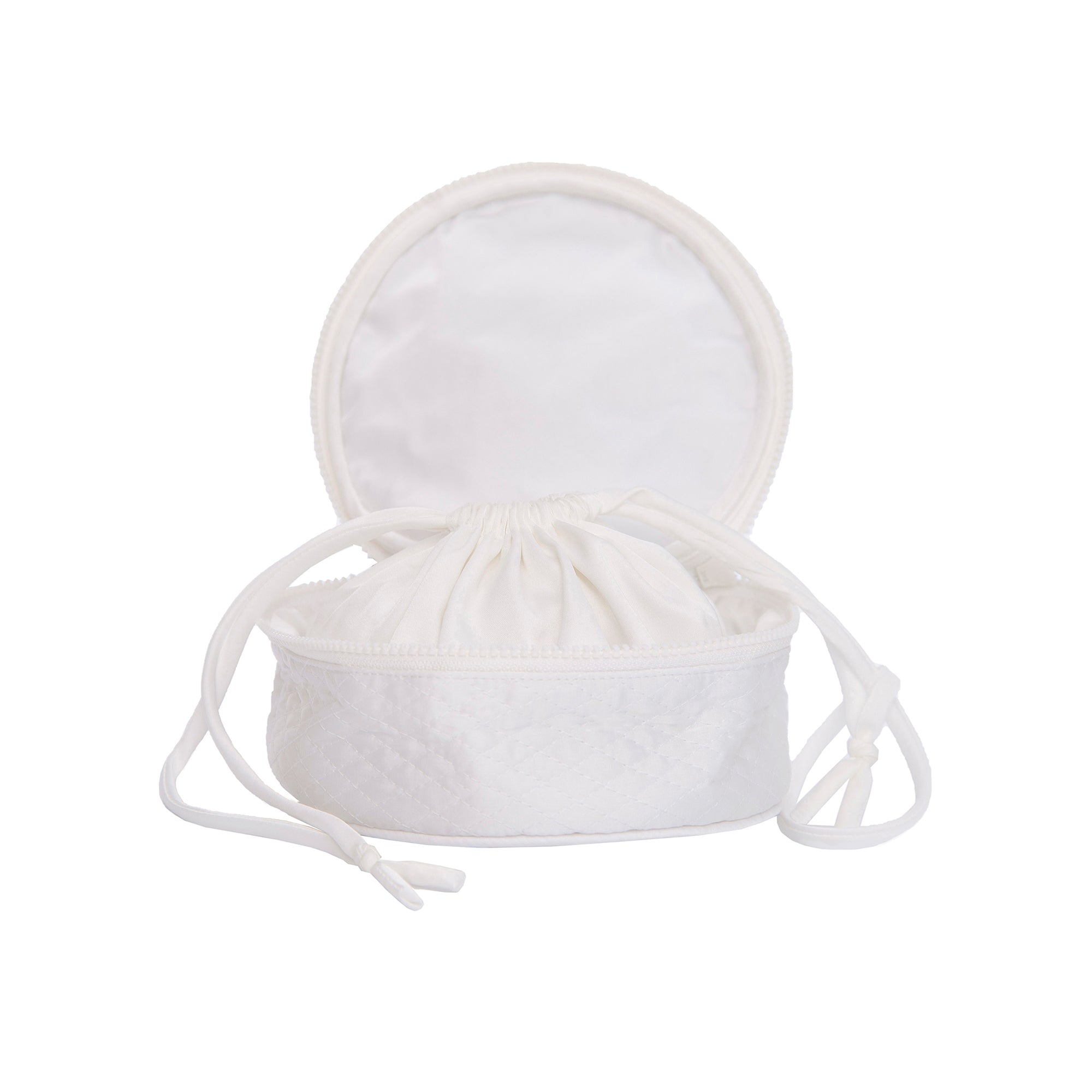 Quilted Satin Round Jewelry Box - Lenora