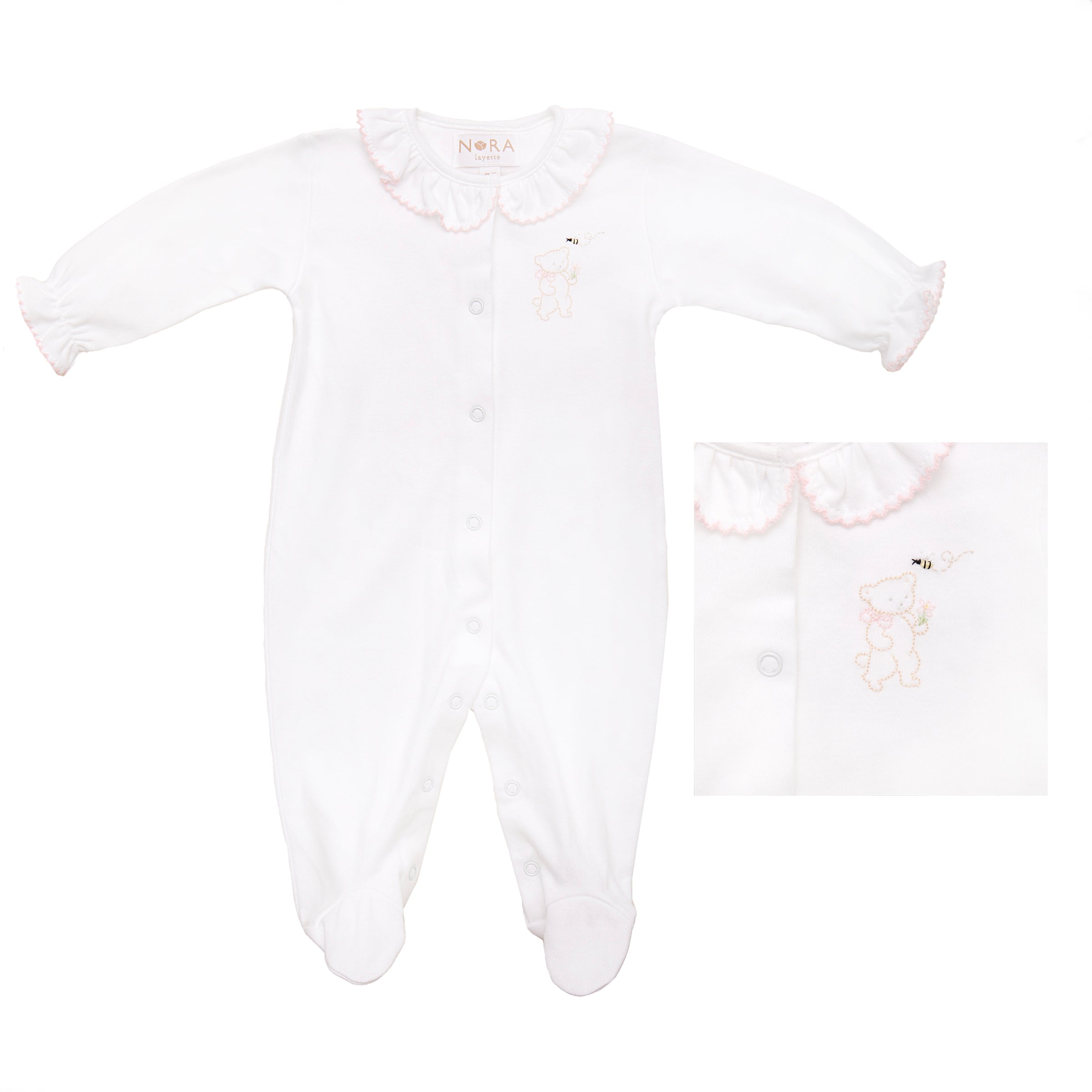 BABY TEDDY BEAR COTTON KNIT FOOTIE - Lenora