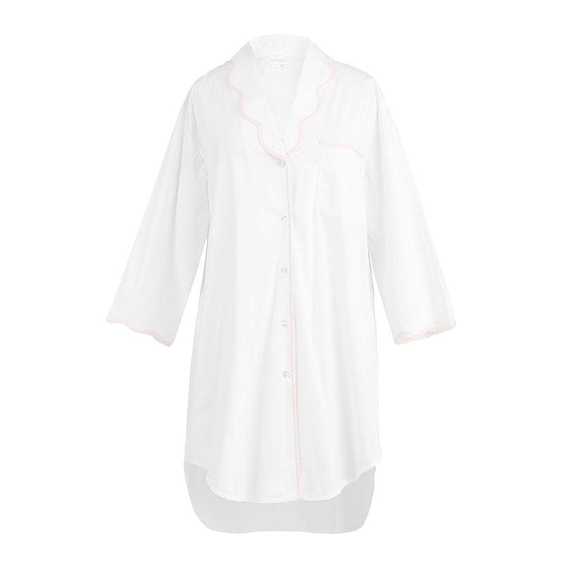 VANDY SCALLOPED TAPE TRIM COTTON NIGHTSHIRT - Lenora