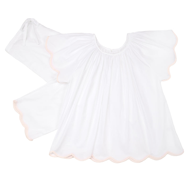 VANDY SCALLOPED TAPE TRIM COTTON SHORT SLEEVE PAJAMAS - Lenora