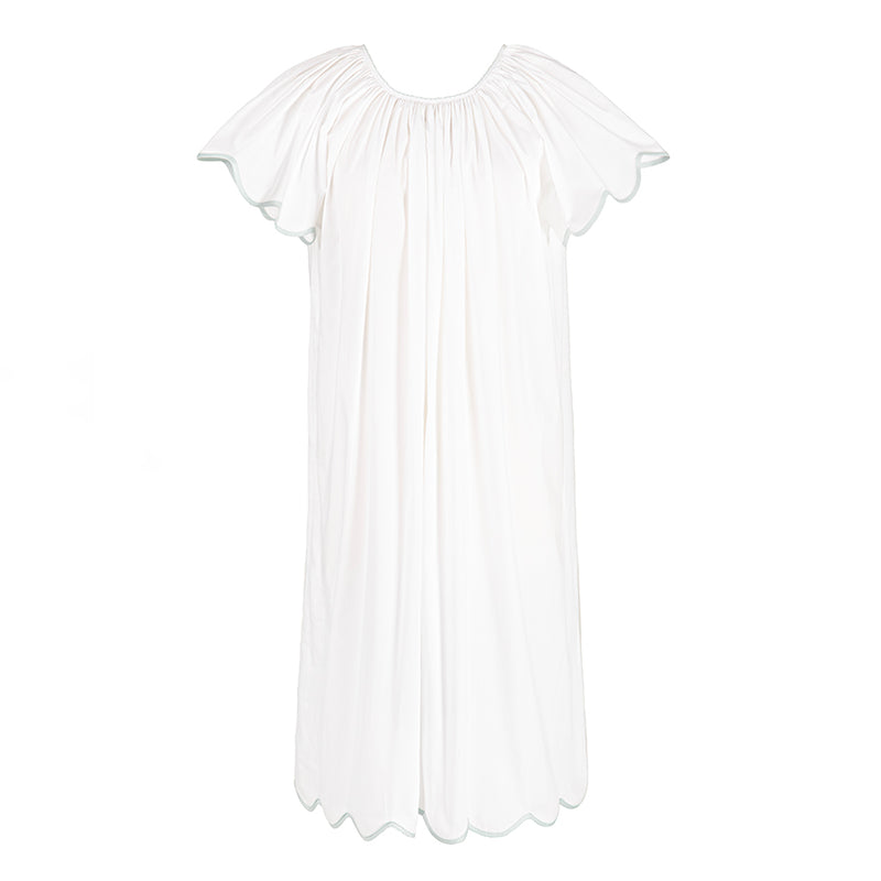 VANDY SCALLOPED TAPE TRIM COTTON NIGHTGOWN - Lenora