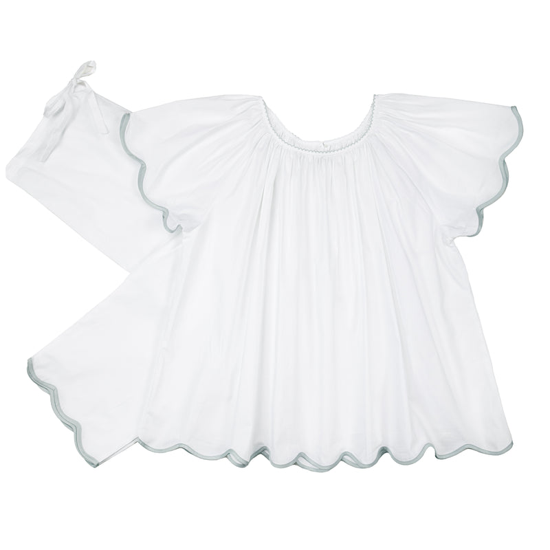 VANDY SCALLOPED TAPE TRIM COTTON SHORT SLEEVE PAJAMAS - Lenora