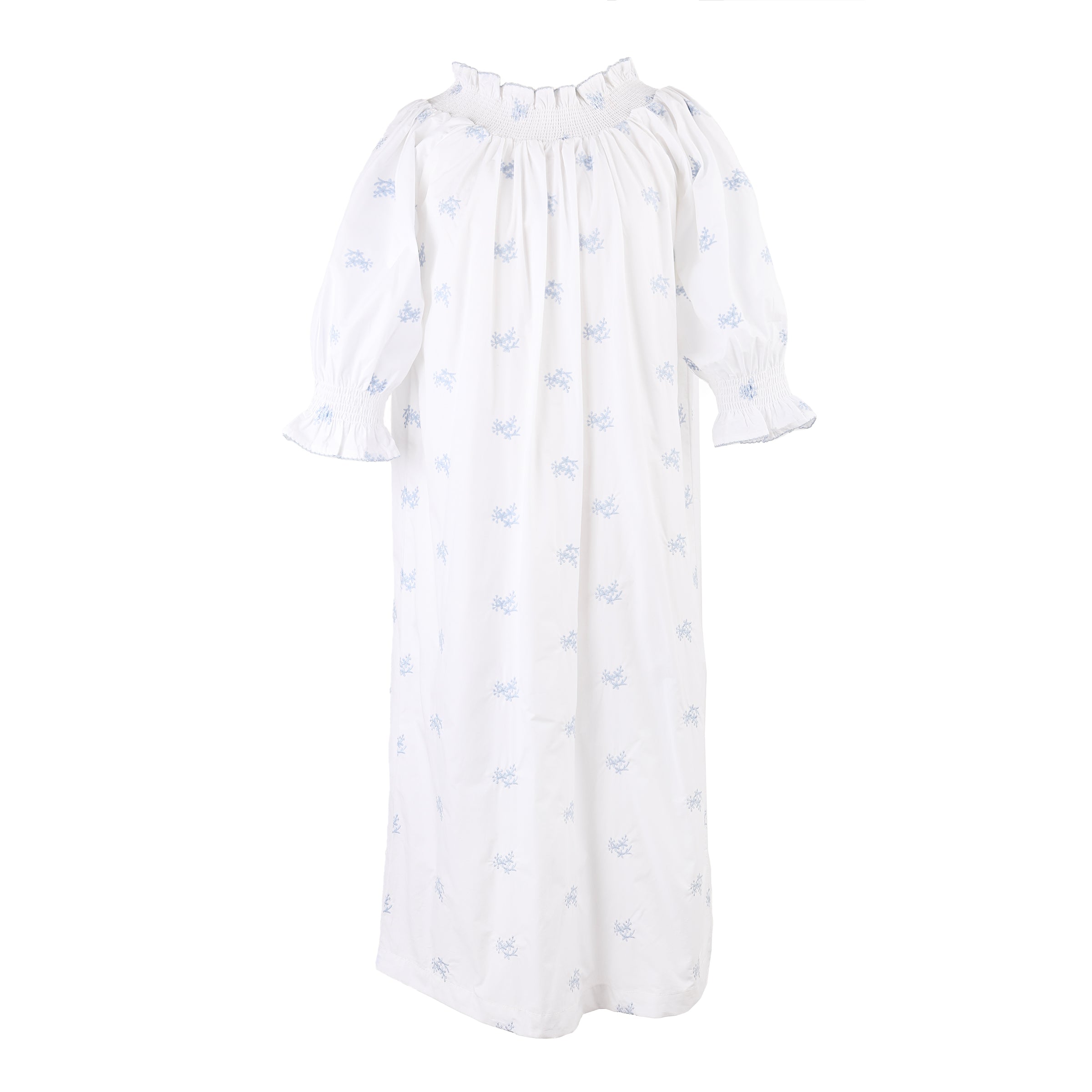 NANCY COTTON EMBROIDERED LONG SLEEVE NIGHTGOWN - Lenora