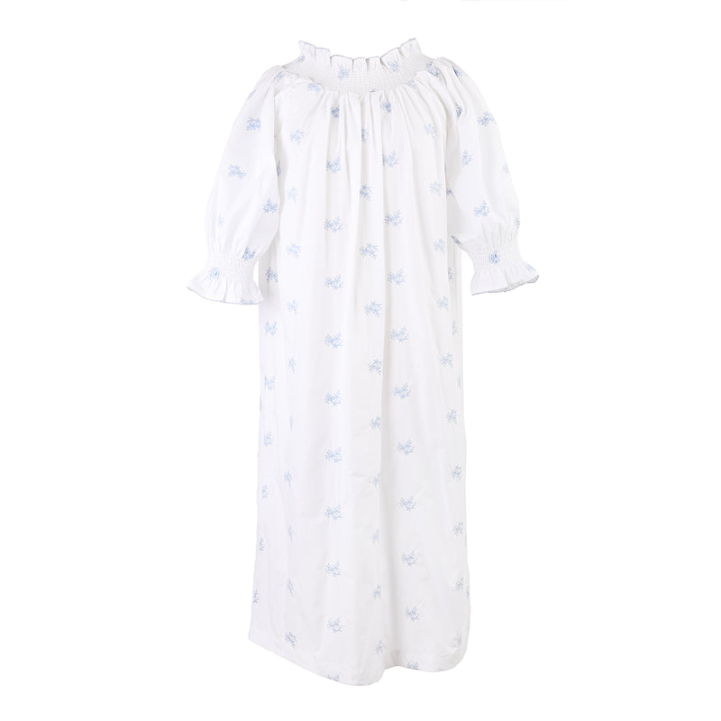 NANCY COTTON EMBROIDERED LONG SLEEVE NIGHTGOWN - Lenora