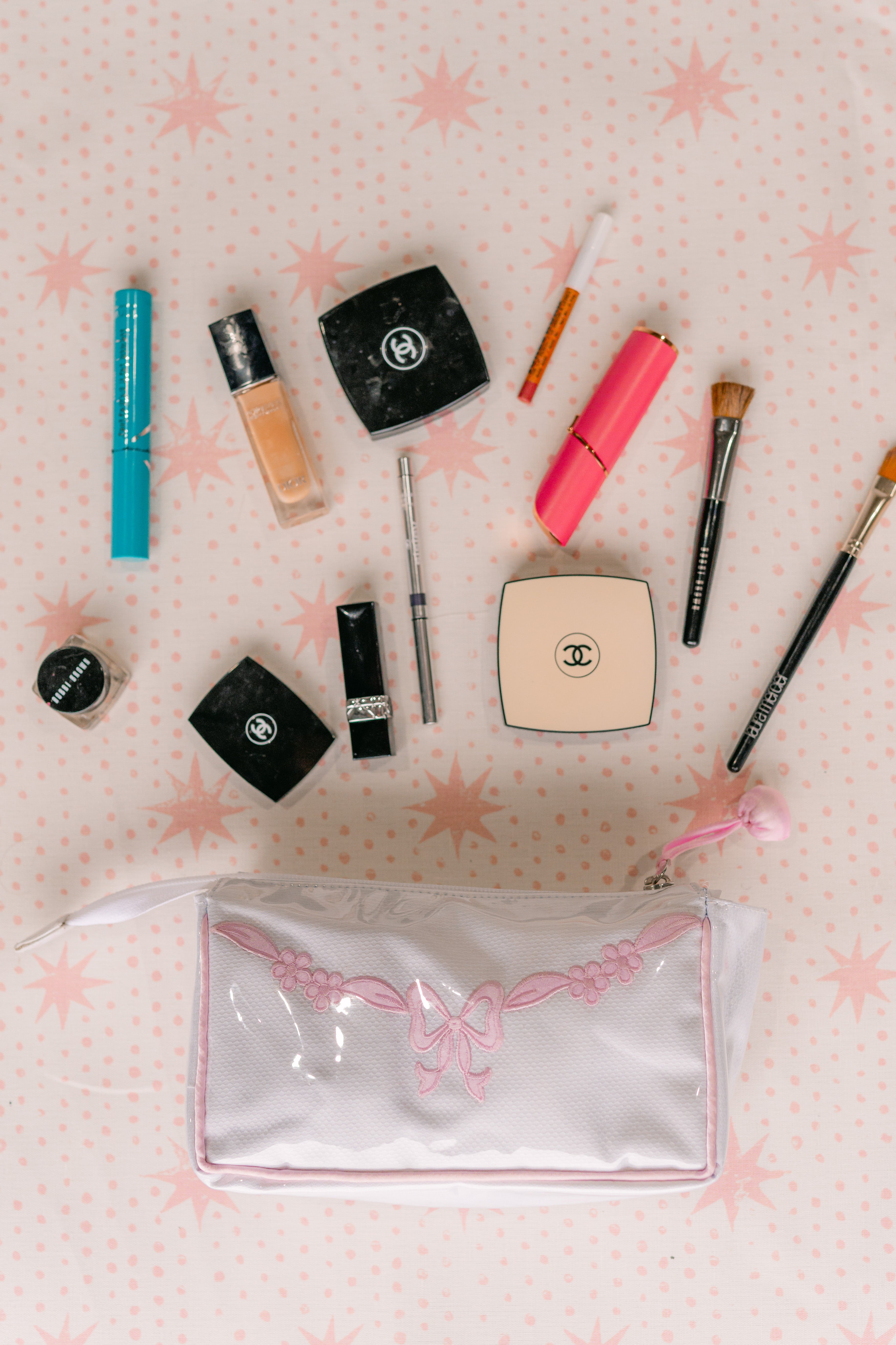 FLORAL BOW SMALL MAKEUP BAG - Lenora