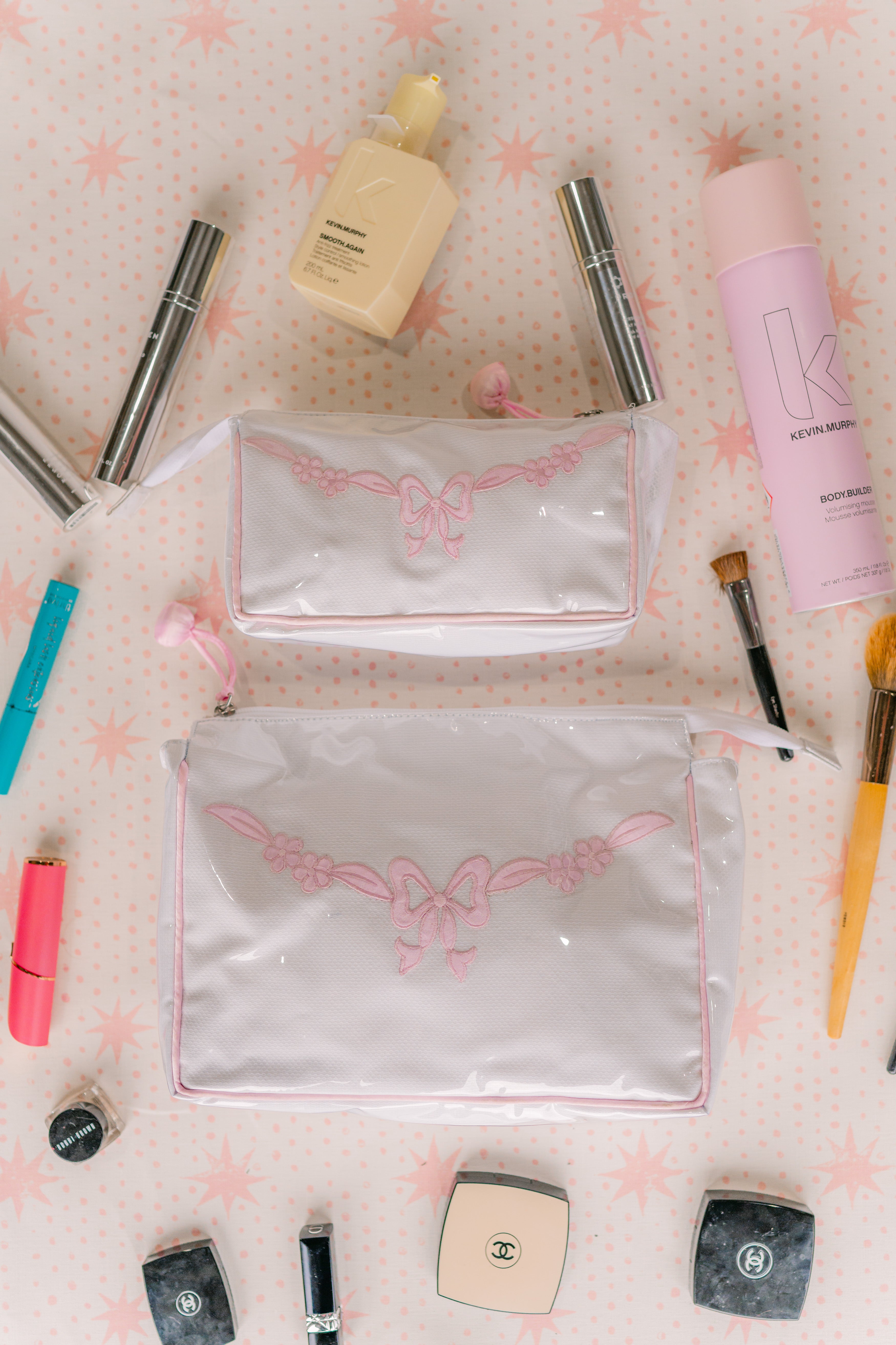 FLORAL BOW LARGE MAKEUP BAG - Lenora