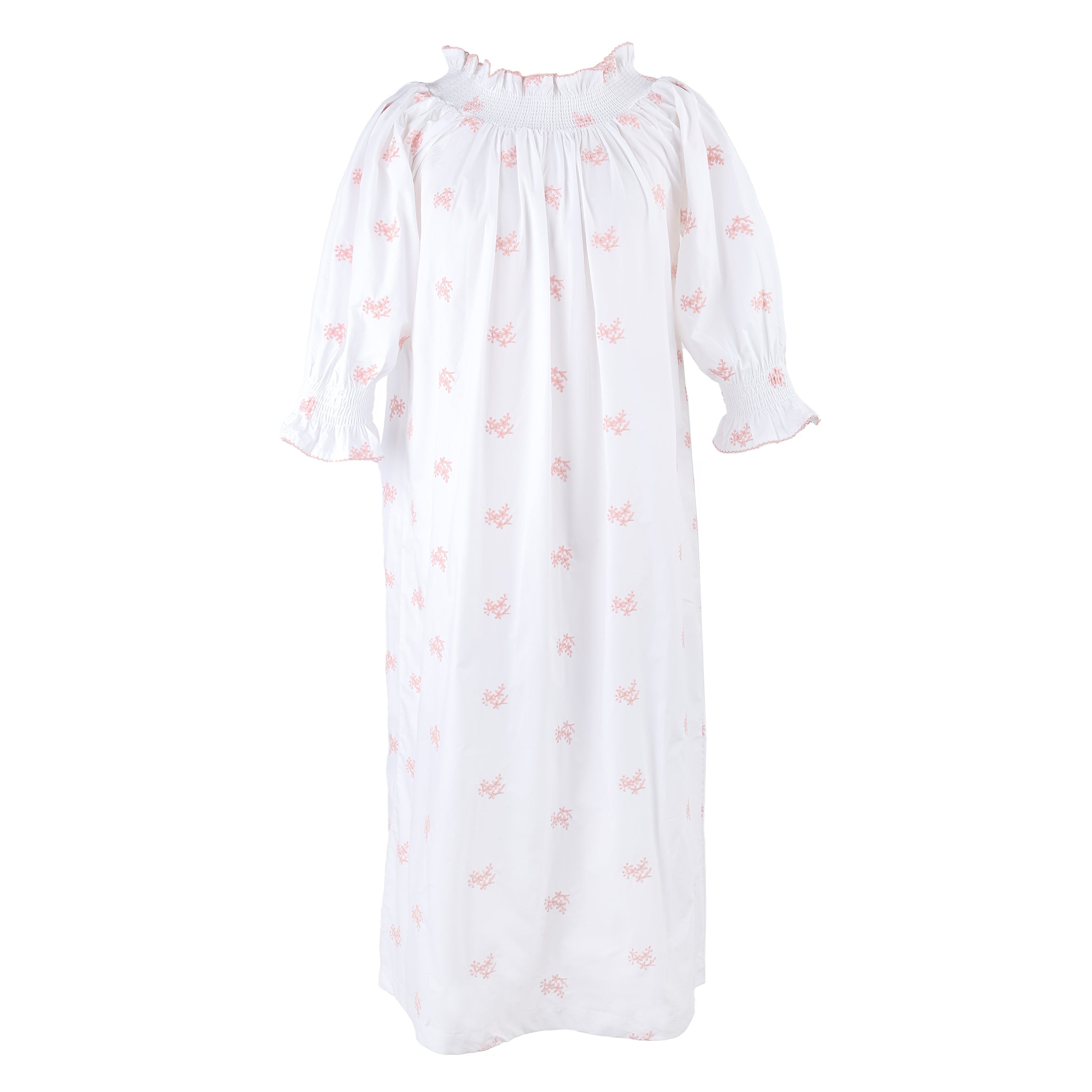 NANCY COTTON EMBROIDERED LONG SLEEVE NIGHTGOWN - Lenora